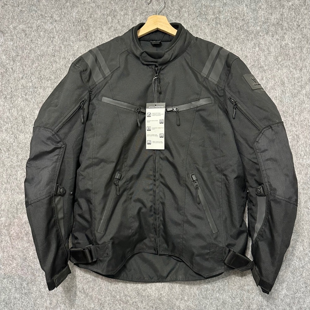 NWT Viking Cycle Cordura Motorcycle Jacket Men's Black Size L Removable Liner